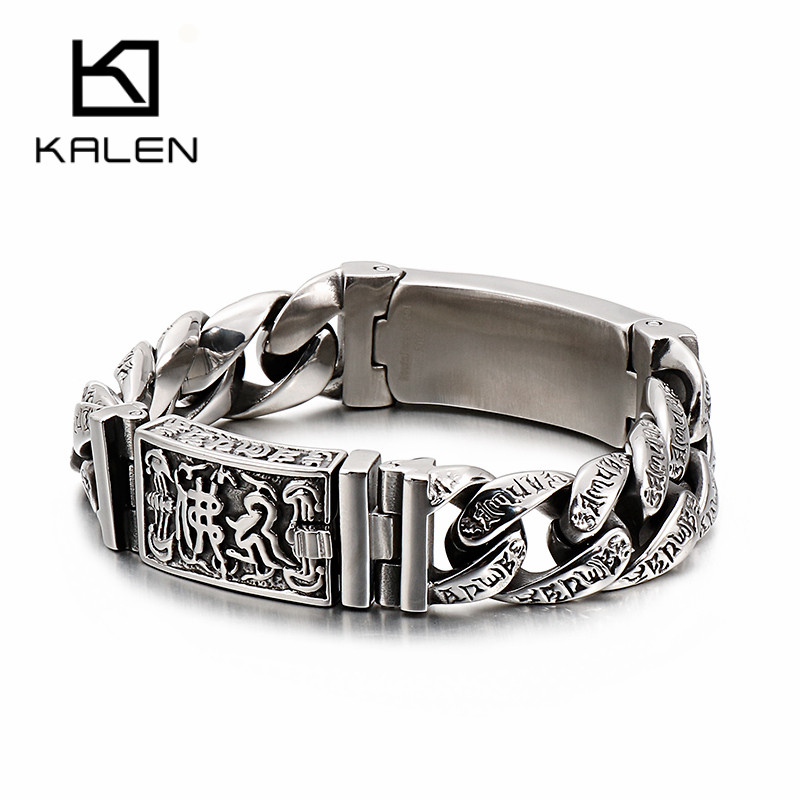 Men Accessories Bd - Kalen Punk Chain Skull Bangles Stainless