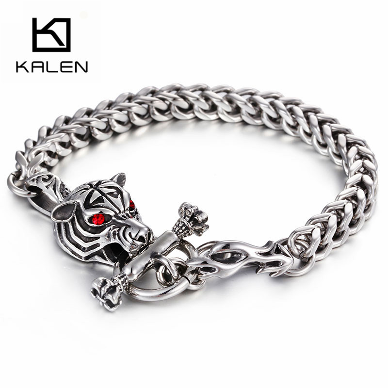 Men Accessories Bd - KALEN Stainless Steel Red Eyes Tiger
