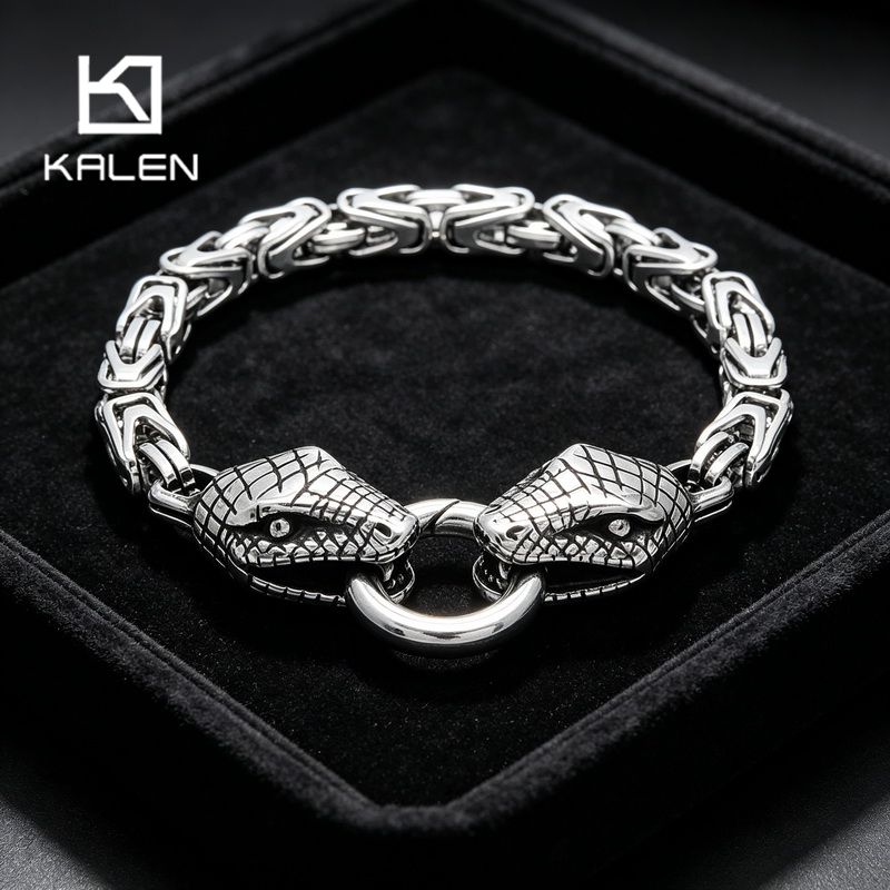 Men Accessories Bd - Kalen Vintage Stainless Steel Snake Bracelet