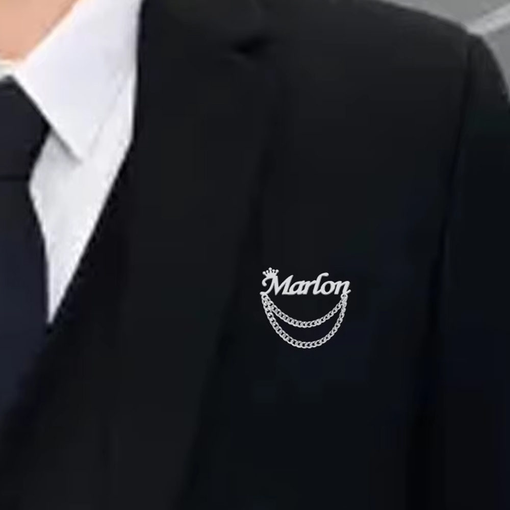 Men Accessories Brooch - Personalized Name Brooch Customized Crown Pins