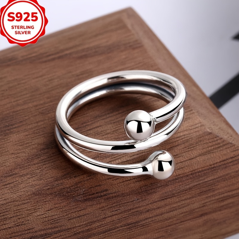 Men Accessories Silver - Cute 925 Sterling Silver Bead Ring