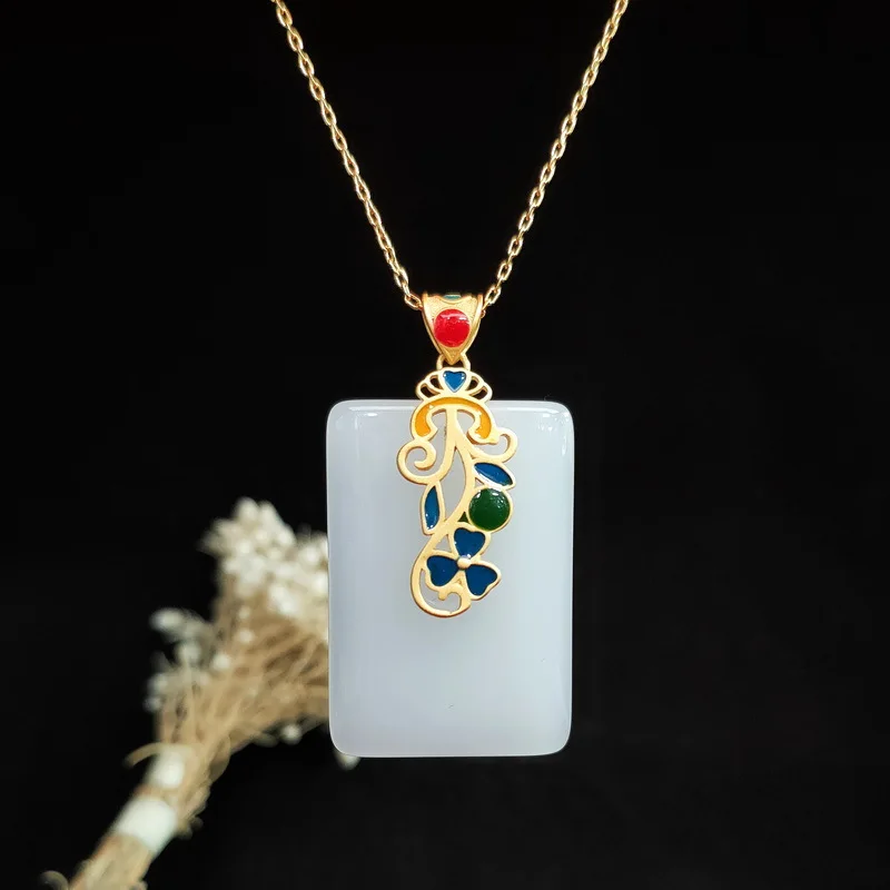 Men Accessories Silver - Jade Pendant Necklace Amulet Chalcedony 925