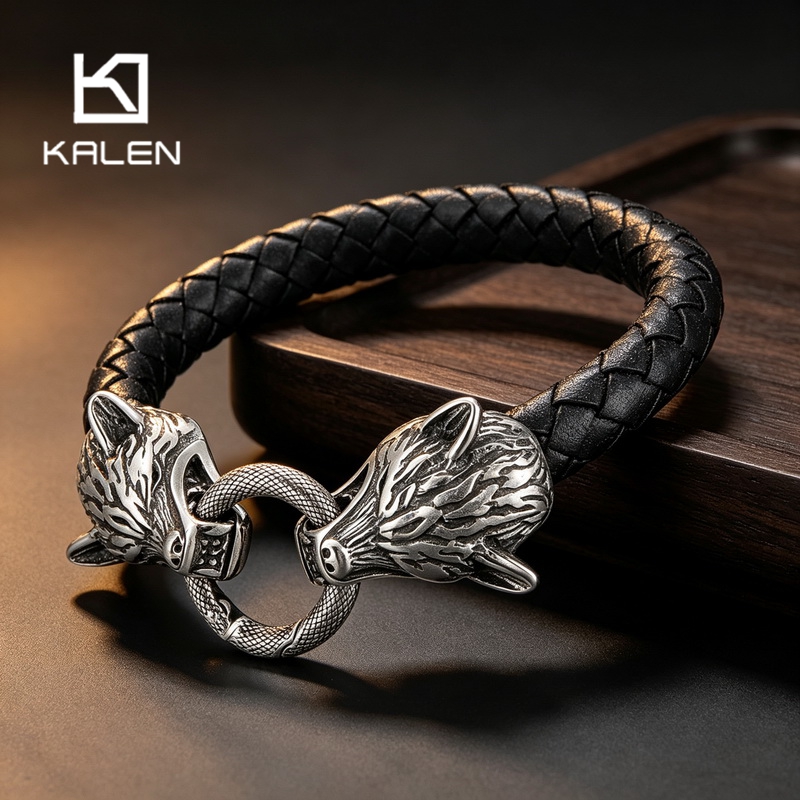 Men Accessories Bd - kalen Stainless Steel Viking Wolf Head