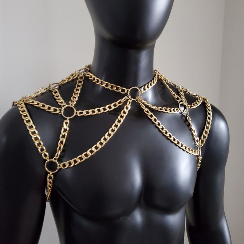 Men Accessories Silver - Punk Men Shoulder Body Chain Back