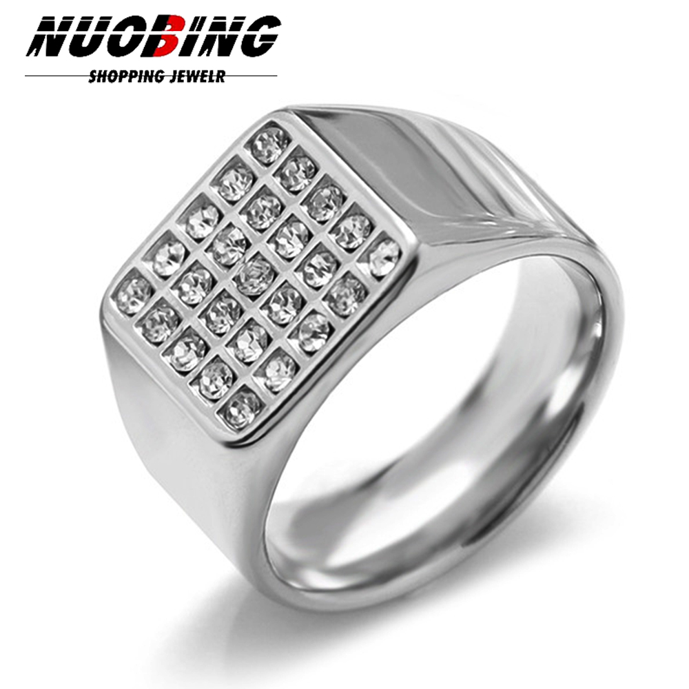 Men Accessories For Wedding - 14mm Delicate Shiny Cubic Zirconia Signet