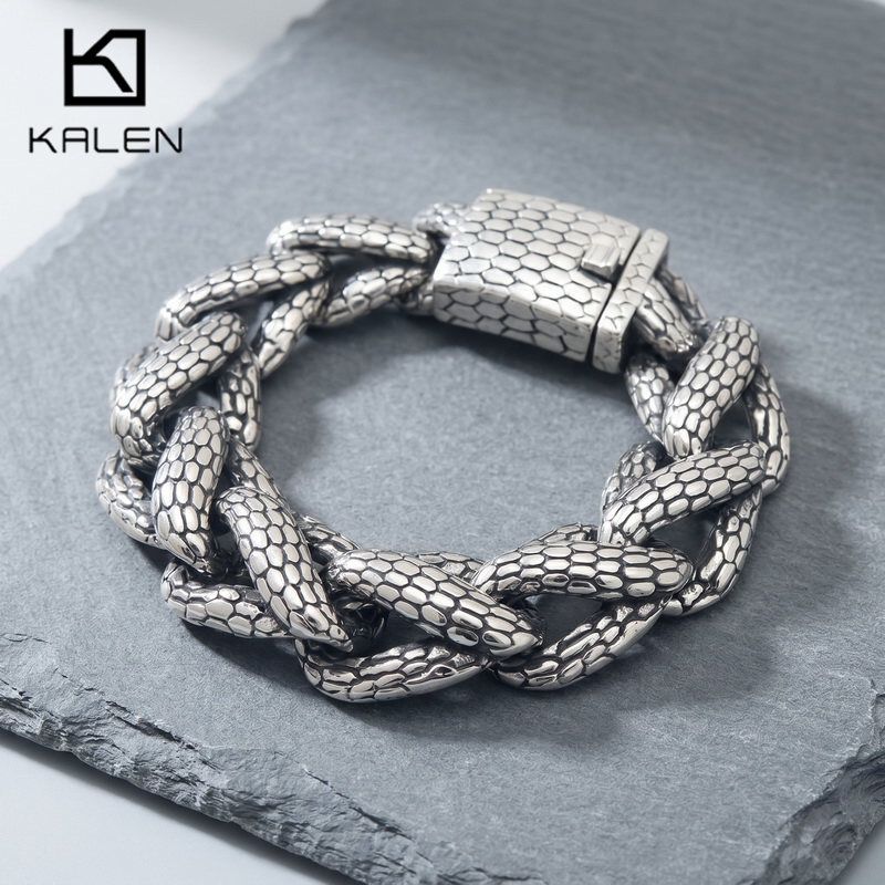 Men Accessories Bd - Kalen Snake Skin Cuban Link Men's