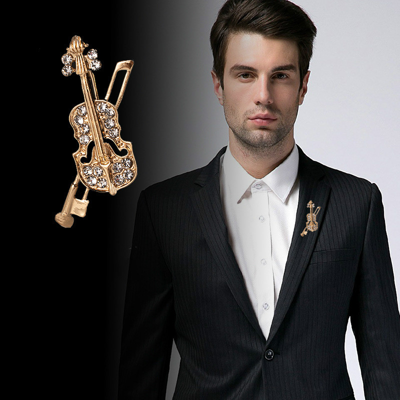 Crystal Violin Brooch Jewelry  - Men Accessories Brooch ulasan dan harga