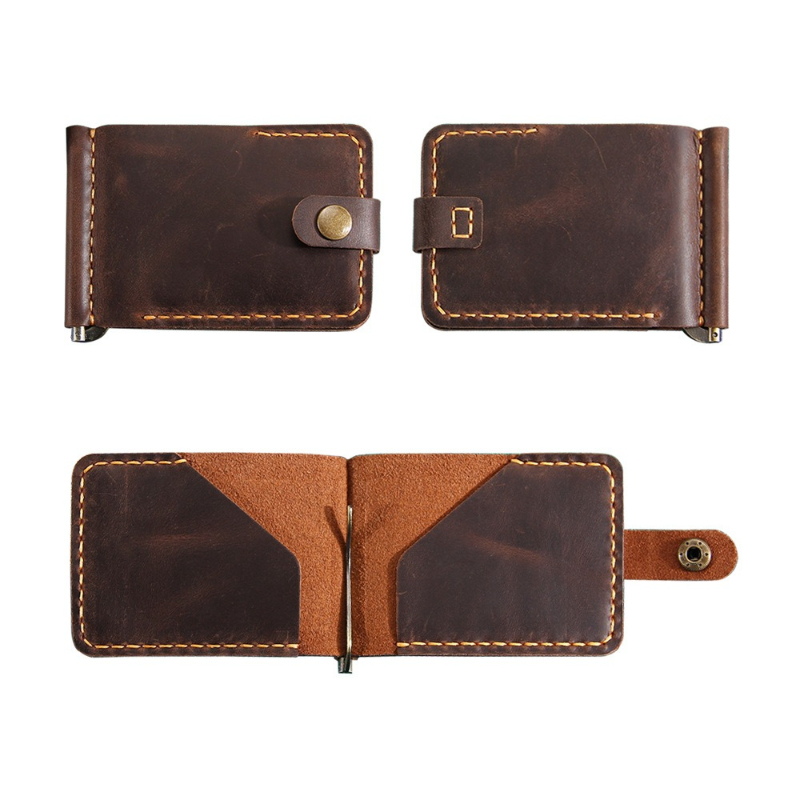 Crazy Horse Leather Money Clip - Card Case Minimalist ulasan dan harga