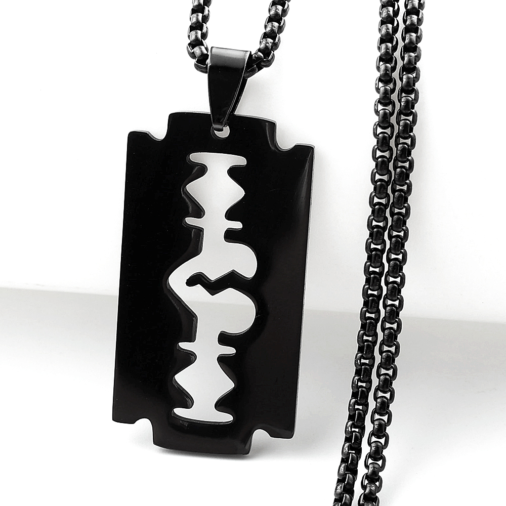 Gothic Blade Razor Pendant Nec - Men Accessories Aesthetic ulasan dan harga
