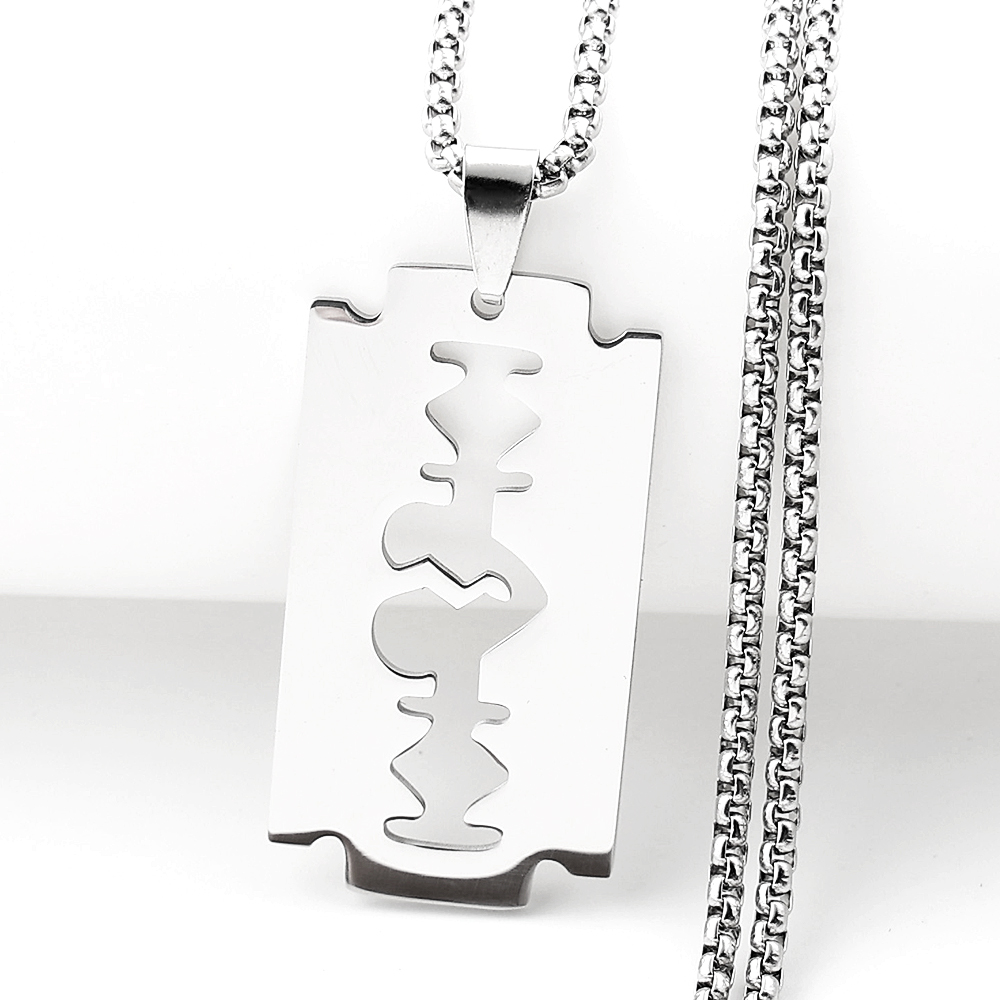 Gothic Blade Razor Pendant Nec - Men Accessories Aesthetic ulasan dan harga