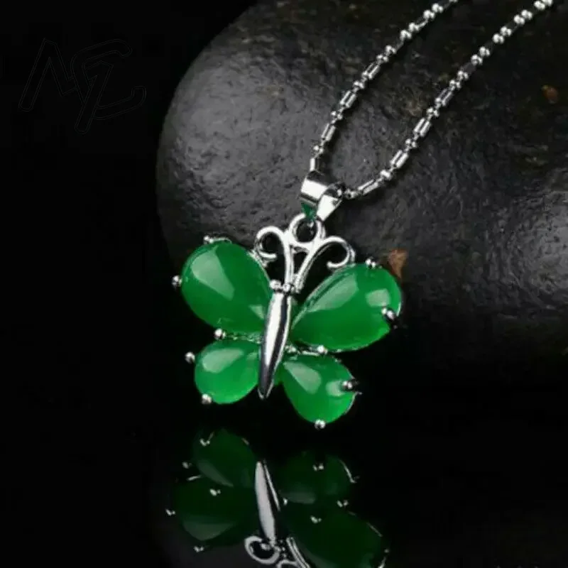 S925 Silver Green Jade Butterf - Men Accessories Silver ulasan dan harga