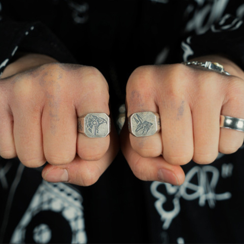 Retro Egypt Anubis Horus Ring  - Men'S Accessories Jewelry Egypt ulasan dan harga