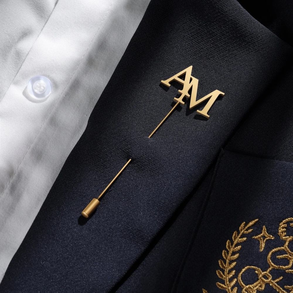 Custom Initials Brooch Men Sta - Men Accessories Brooch ulasan dan harga